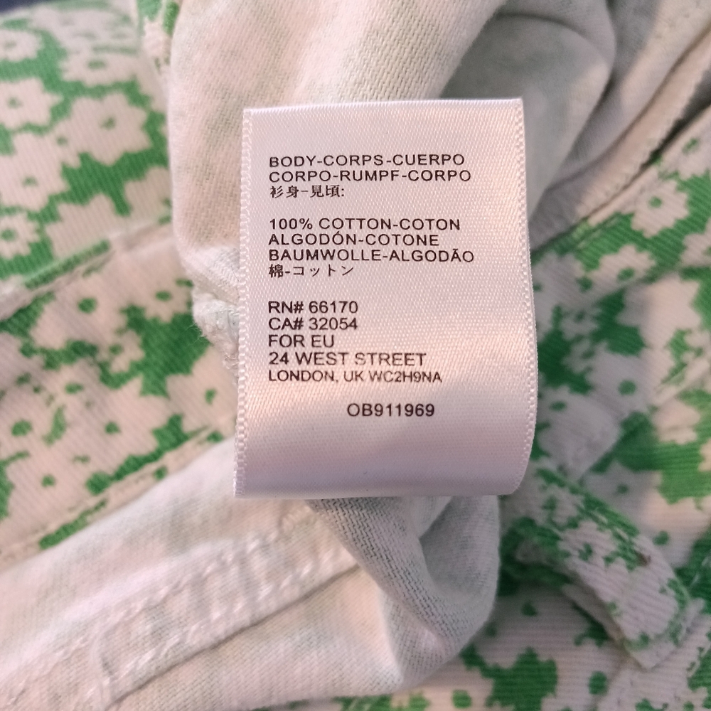 Urban outfitters BDG High Waist Green white flower Kick Flare pants Size 26 - Picture 8 of 9